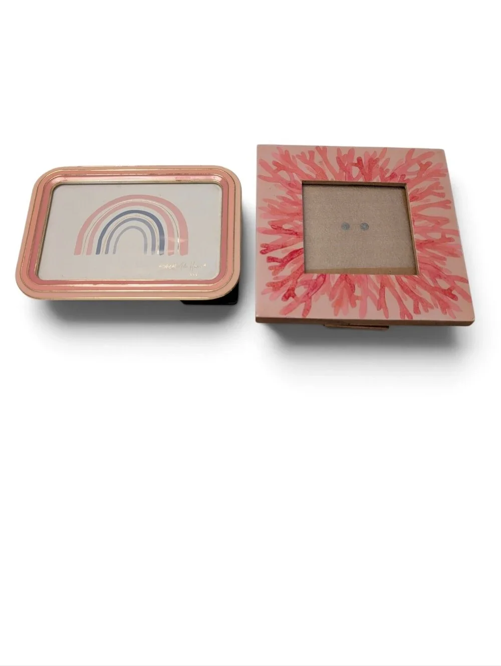 PICTURE FRAME Pink Square Rectangular Artful Cute 2PC Set Lot Pair